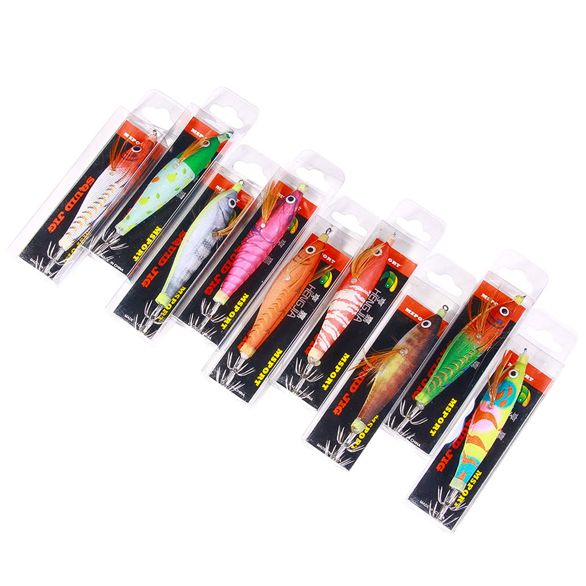 Free Shipping Level Wooden Shrimp with Sound Beads Luminous Squid Hook Explosive Hook Weighted Lead Sea Fishing Squid Hook Fake Bait