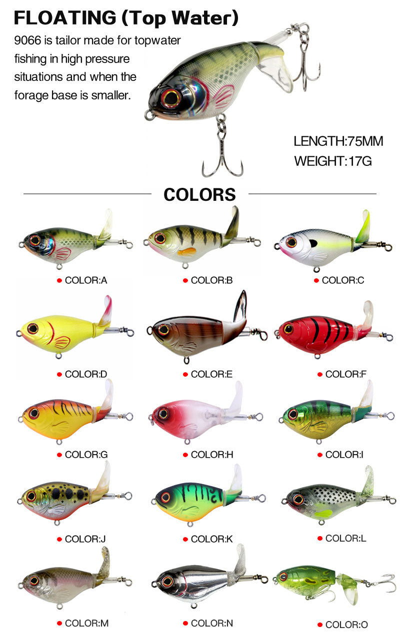 Lure Bait Fake Bait Wholesale Propeller Surface Drag 75mm/17g Hard Bait for Bass Lure Fake Bait 9066